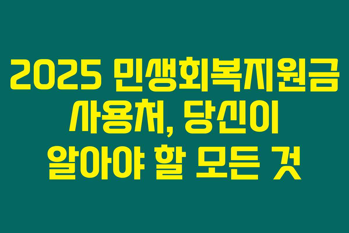 2025 민생회복지원금 사용처, 당신이 알아야 할 모든 것