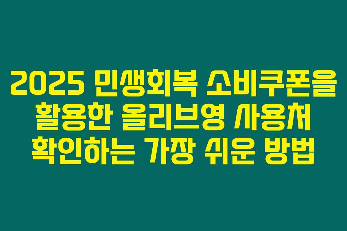 2025 민생회복 소비쿠폰을 활용한 올리브영 사용처 확인하는 가장 쉬운 방법 2025 민생회복 소비쿠폰을 활용한 올리브영 사용처 확인하는 가장 쉬운 방법