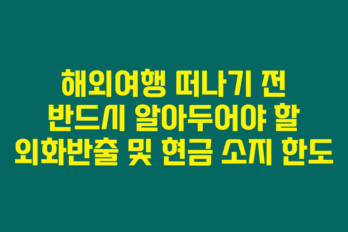 해외여행 떠나기 전 반드시 알아두어야 할 외화반출 및 현금 소지 한도 해외여행 떠나기 전 반드시 알아두어야 할 외화반출 및 현금 소지 한도