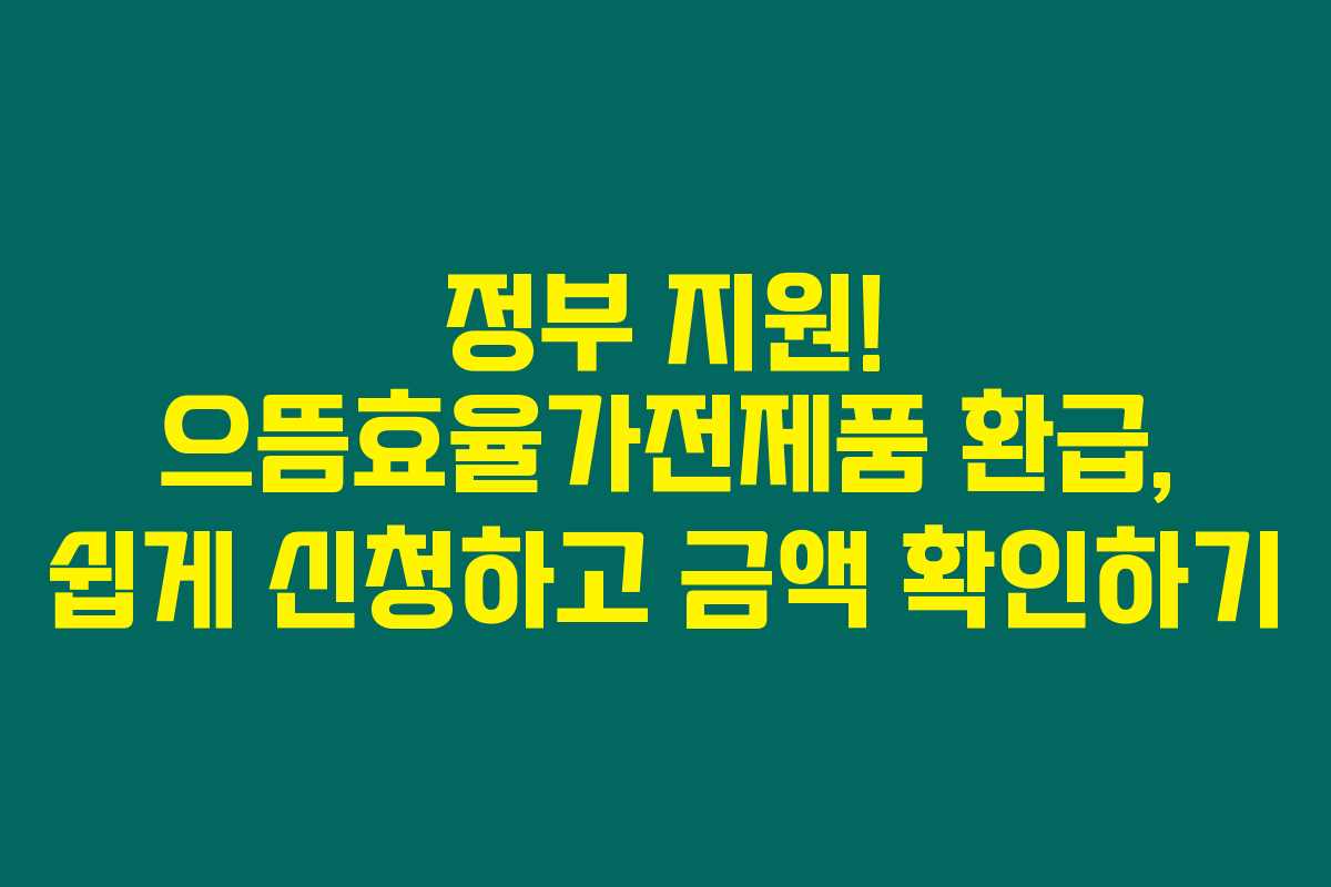 정부 지원! 으뜸효율가전제품 환급, 쉽게 신청하고 금액 확인하기 정부 지원! 으뜸효율가전제품 환급, 쉽게 신청하고 금액 확인하기