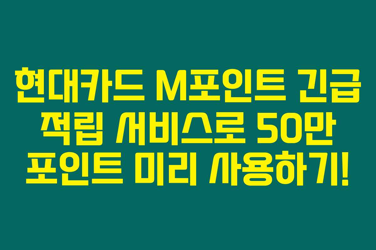 현대카드 M포인트 긴급 적립 서비스로 50만 포인트 미리 사용하기!