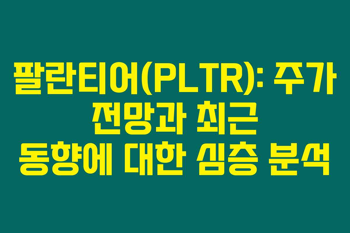 팔란티어(PLTR): 주가 전망과 최근 동향에 대한 심층 분석 팔란티어(PLTR): 주가 전망과 최근 동향에 대한 심층 분석