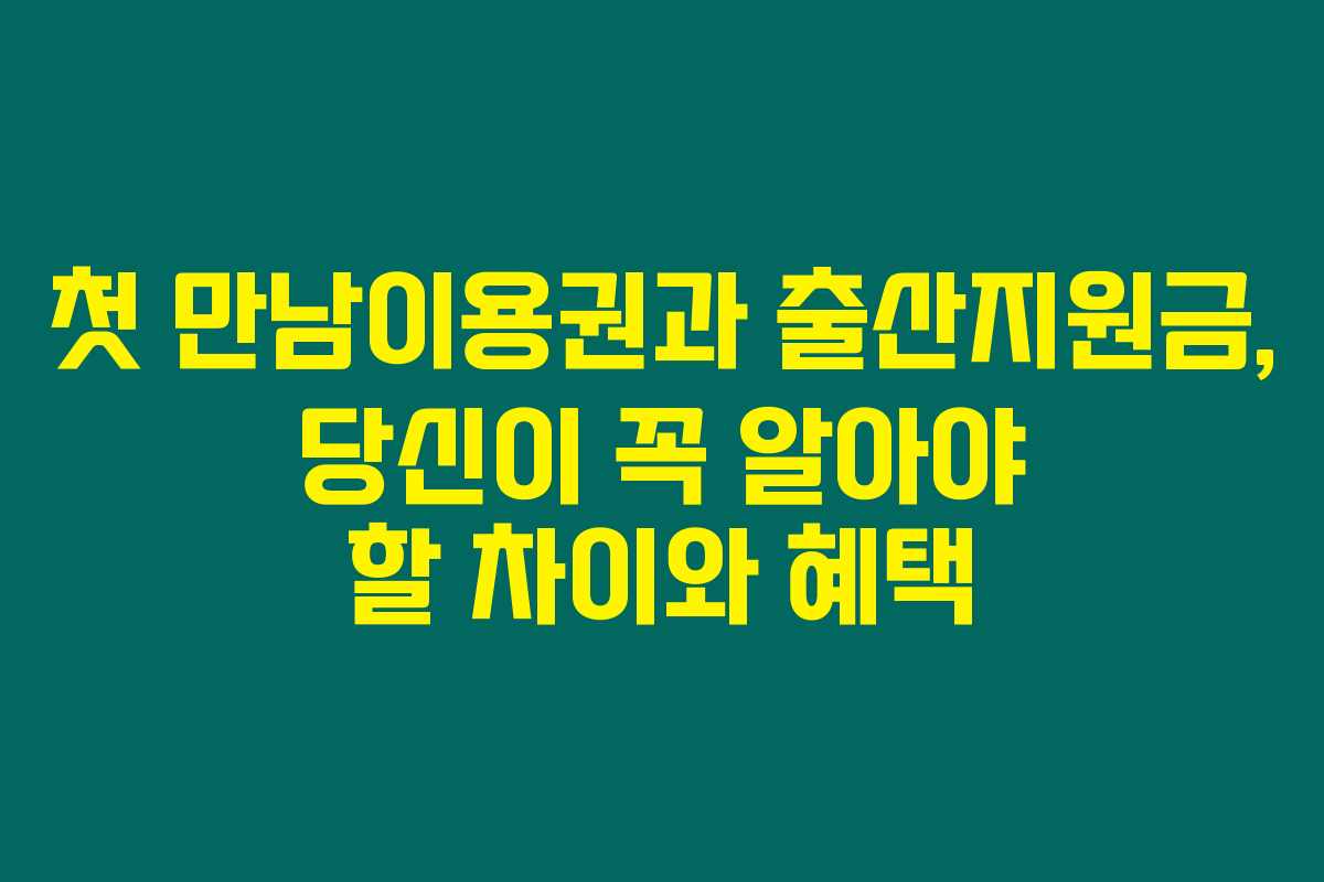 첫 만남이용권과 출산지원금, 당신이 꼭 알아야 할 차이와 혜택