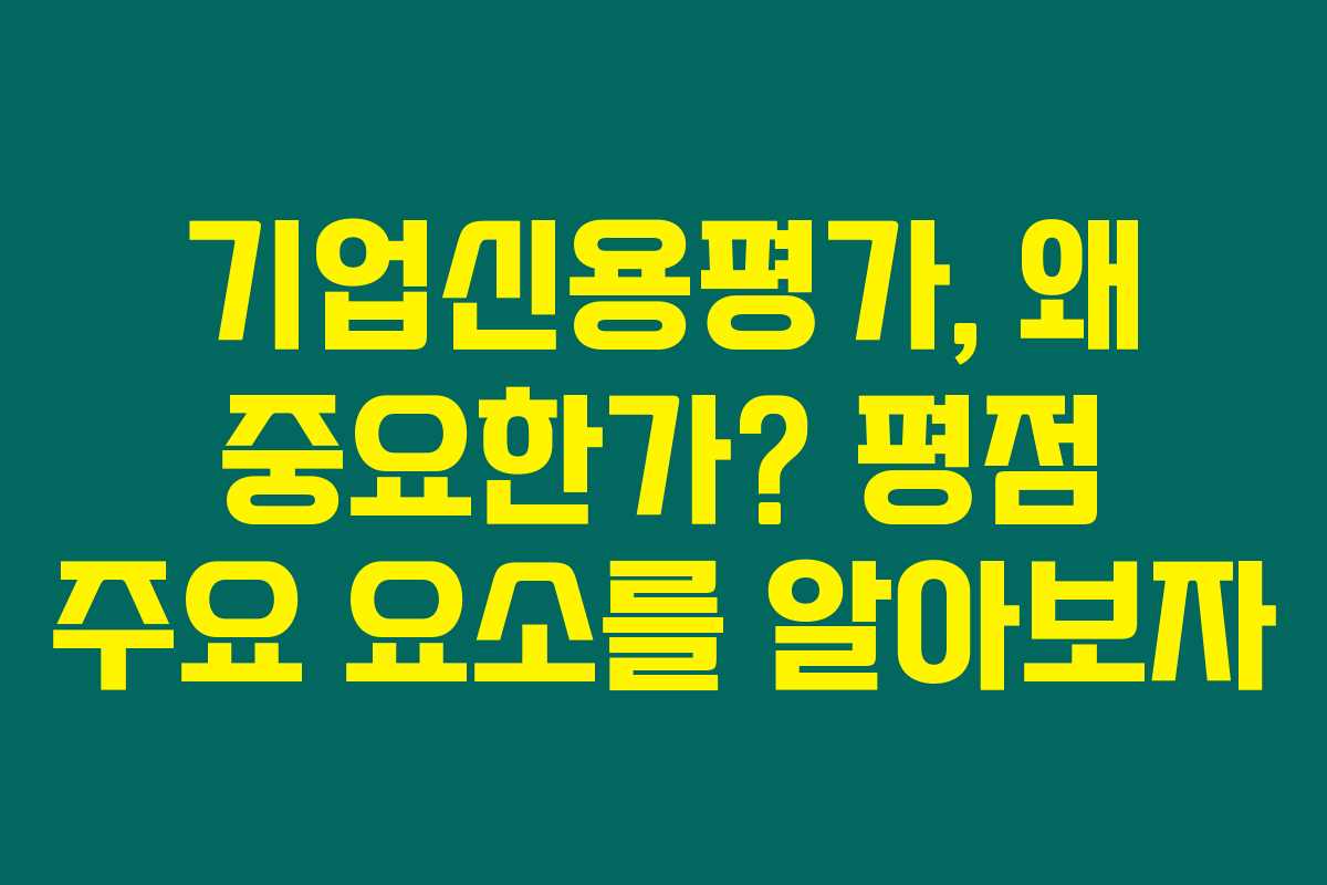 기업신용평가, 왜 중요한가? 평점 주요 요소를 알아보자