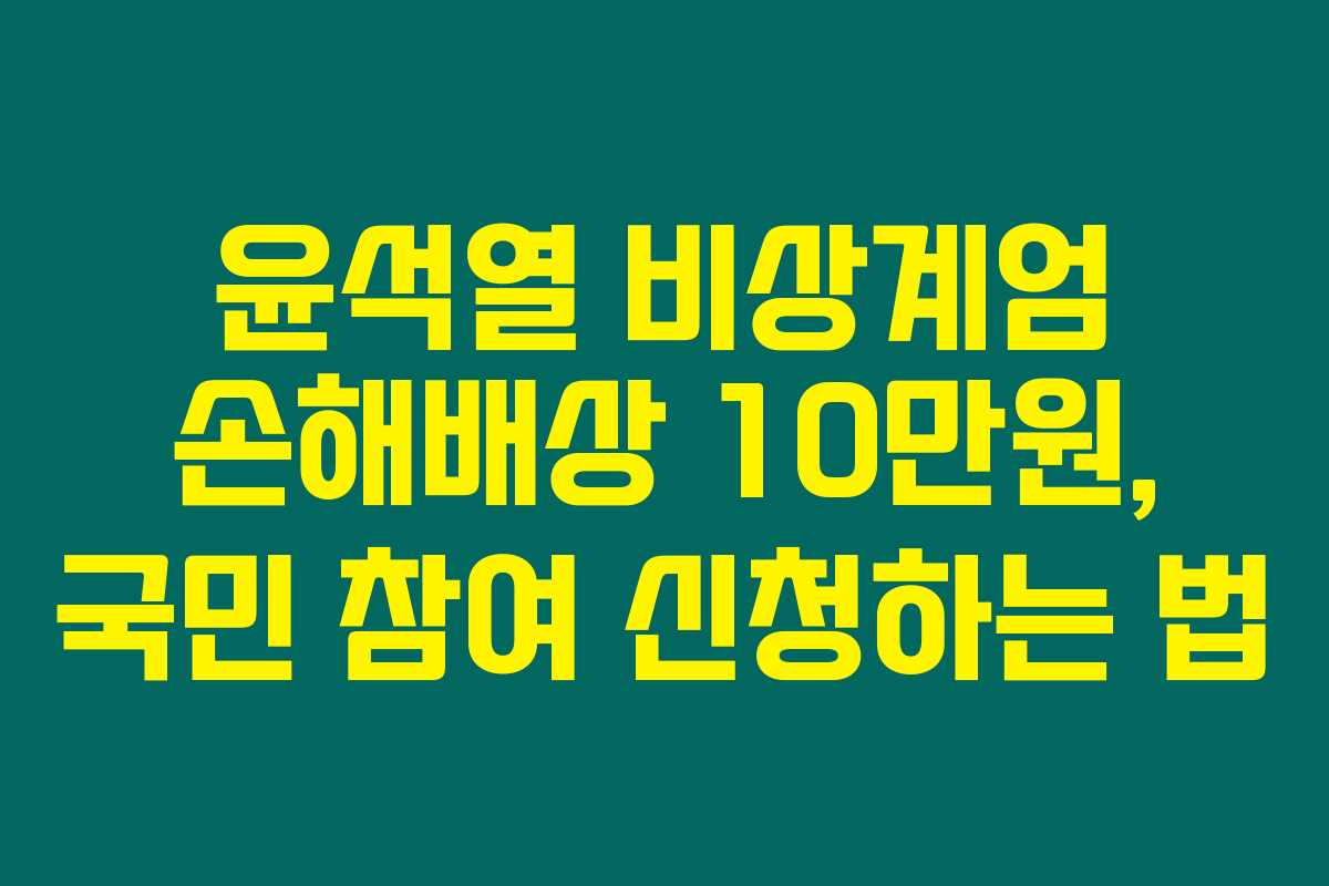 윤석열 비상계엄 손해배상 10만원, 국민 참여 신청하는 법
