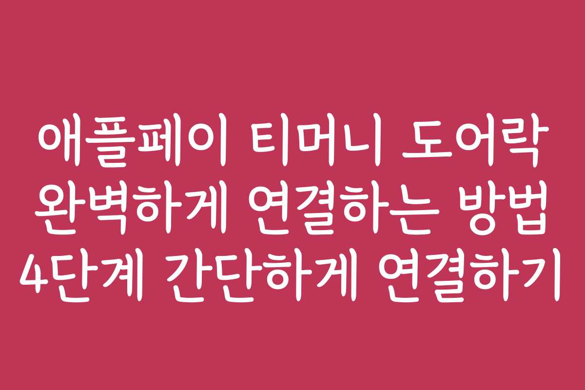 애플페이 티머니 도어락 완벽하게 연결하는 방법 4단계 간단하게 연결하기