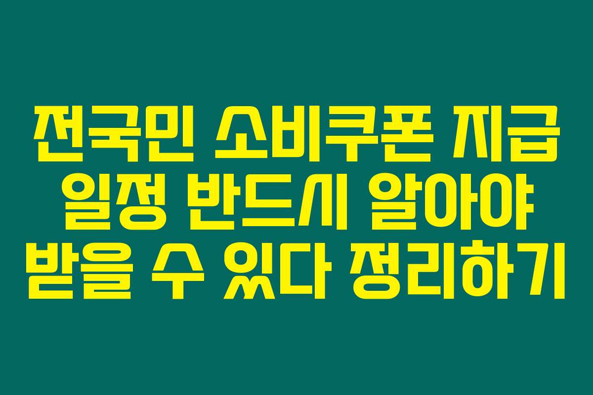 전국민 소비쿠폰 지급 일정 반드시 알아야 받을 수 있다 정리하기