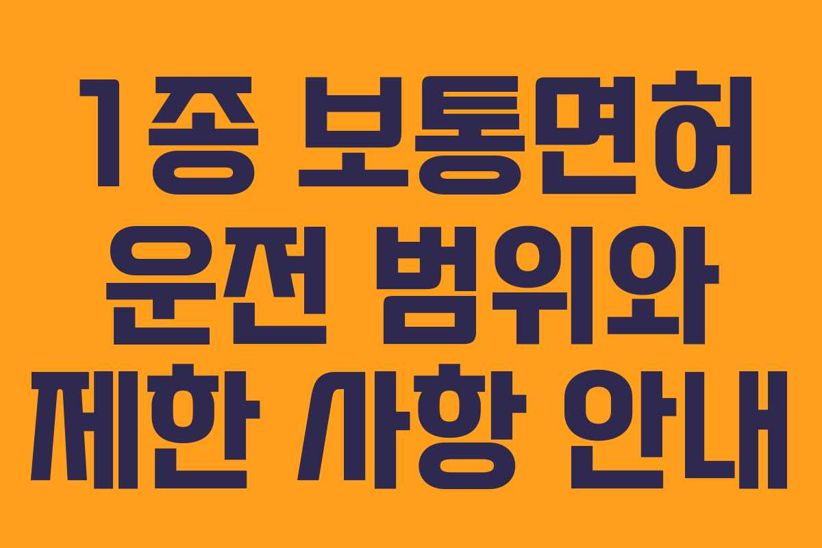 1종 보통면허 운전 범위와 제한 사항 안내