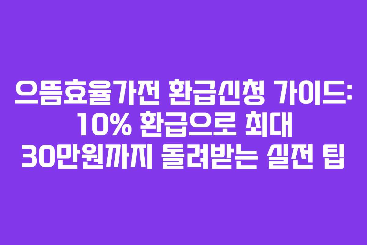 으뜸효율가전 환급신청 가이드: 10% 환급으로 최대 30만원까지 돌려받는 실전 팁