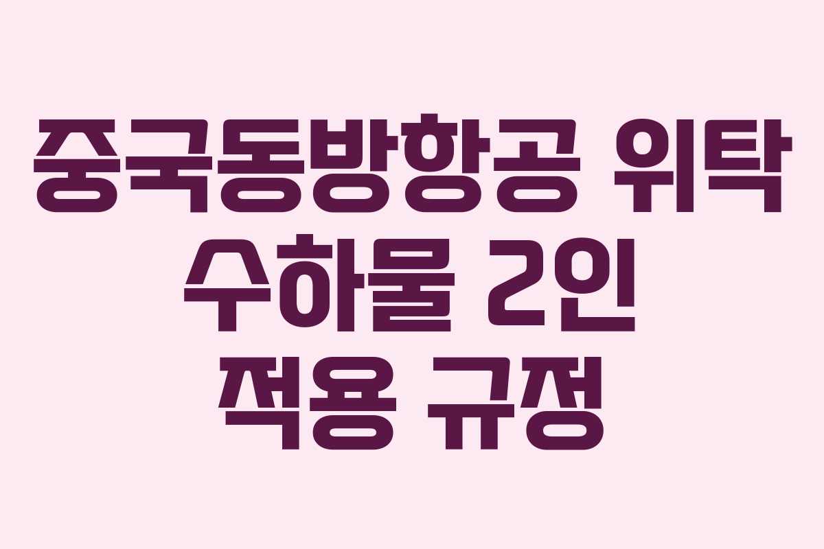 중국동방항공 위탁 수하물 2인 적용 규정