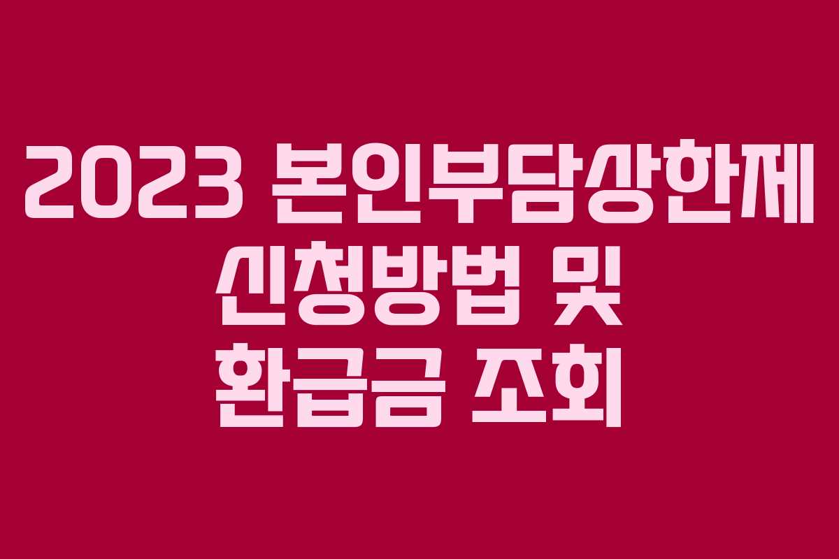 2023 본인부담상한제 신청방법 및 환급금 조회