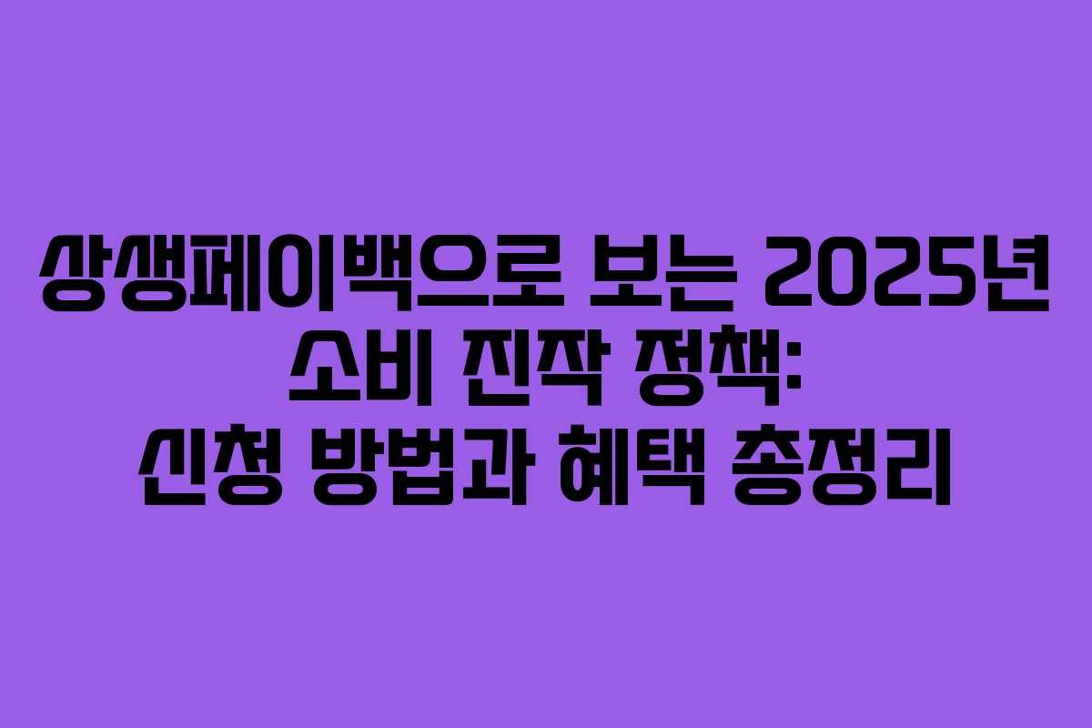 상생페이백으로 보는 2025년 소비 진작 정책: 신청 방법과 혜택 총정리