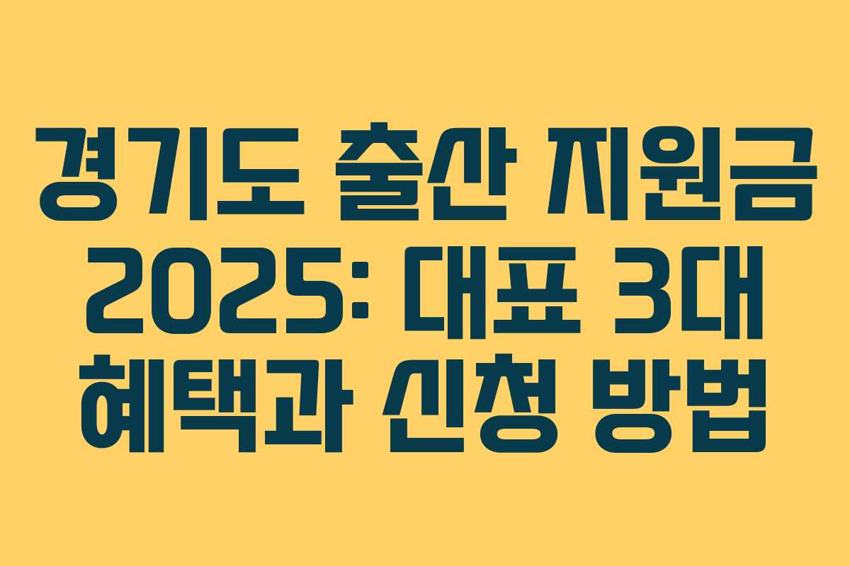경기도 출산 지원금 2025: 대표 3대 혜택과 신청 방법
