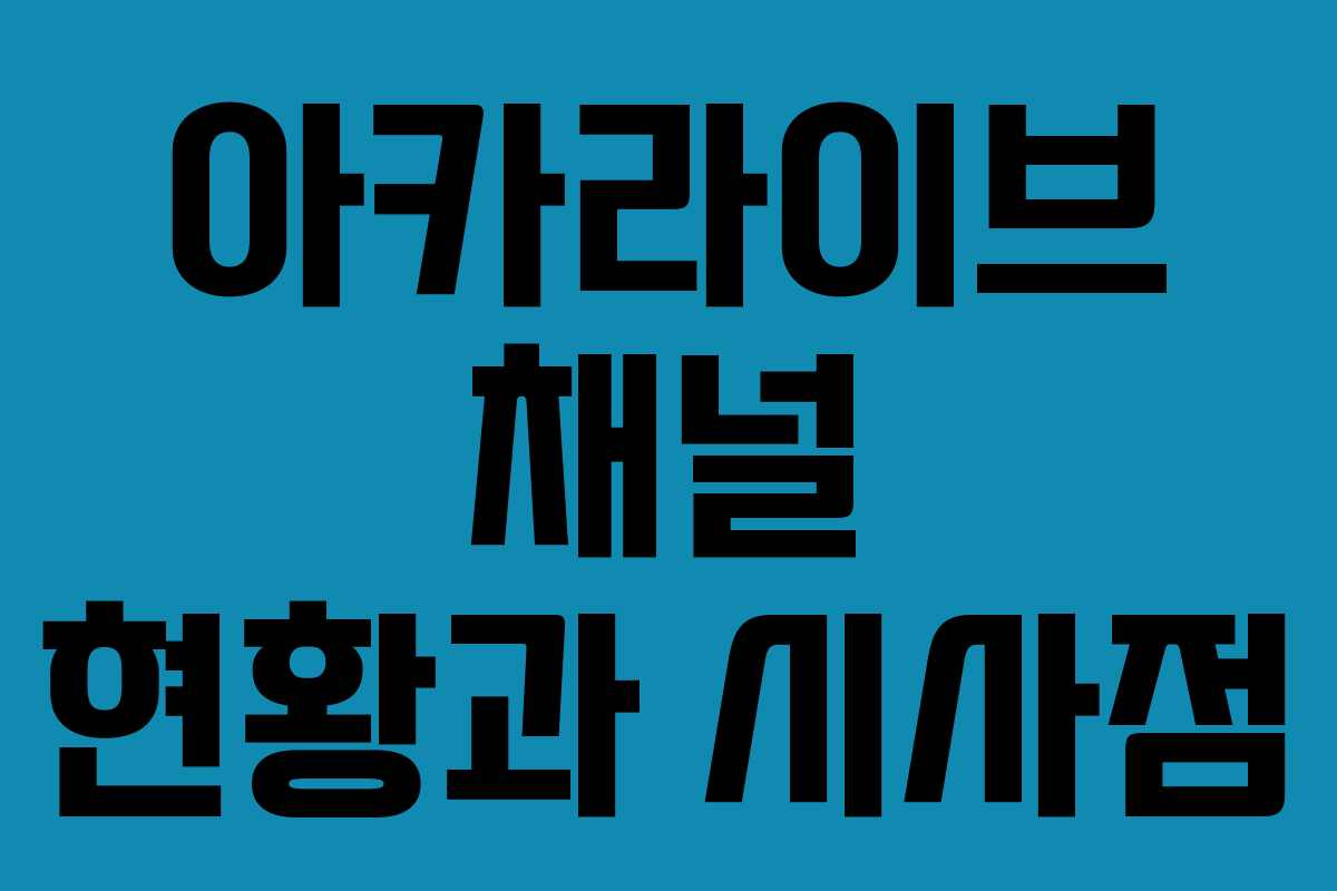 아카라이브 채널 현황과 시사점