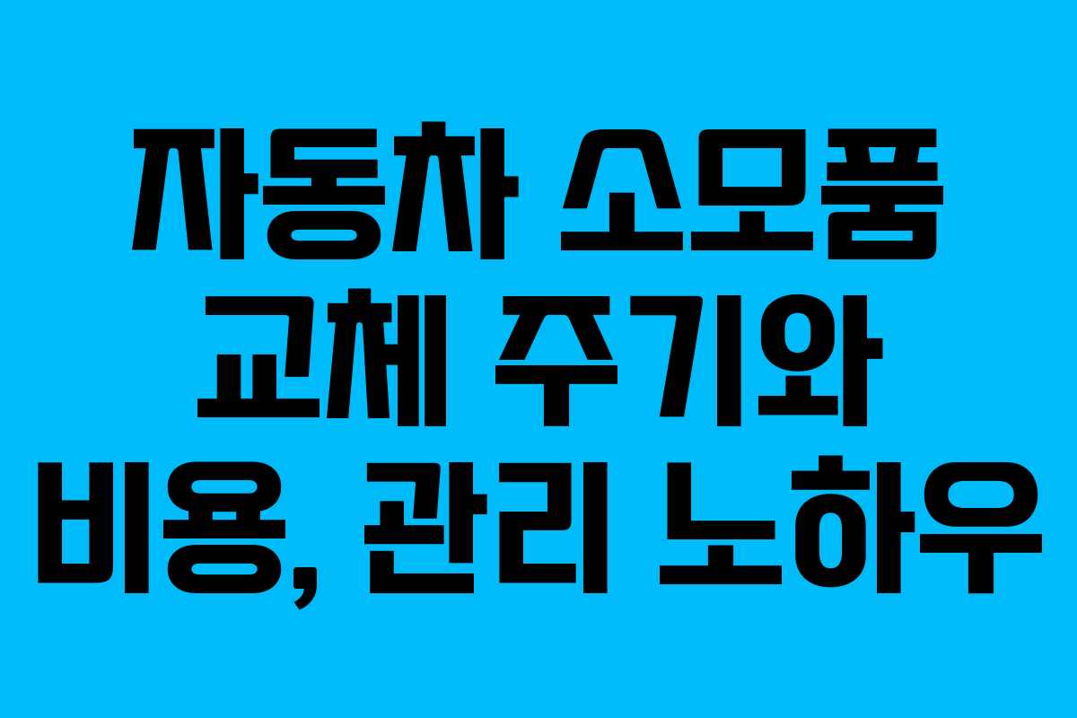 자동차 소모품 교체 주기와 비용, 관리 노하우