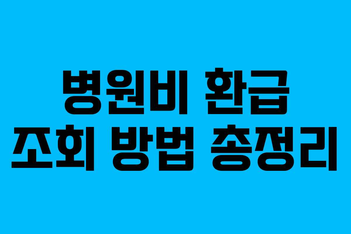 병원비 환급 조회 방법 총정리