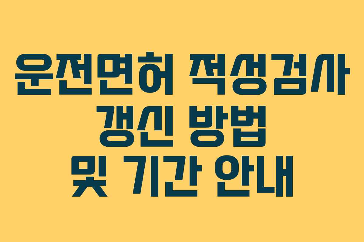 운전면허 적성검사 갱신 방법 및 기간 안내