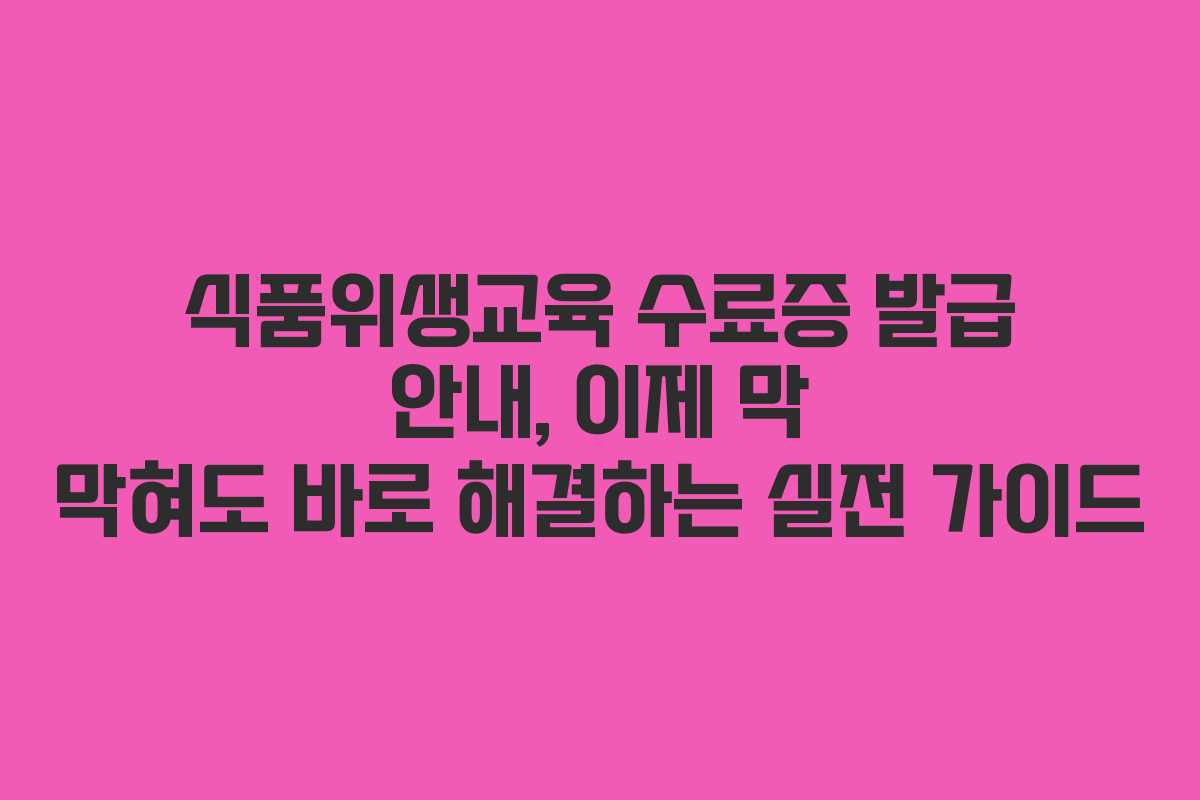 식품위생교육 수료증 발급 안내, 이제 막 막혀도 바로 해결하는 실전 가이드