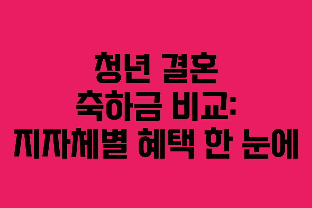 청년 결혼 축하금 비교: 지자체별 혜택 한 눈에