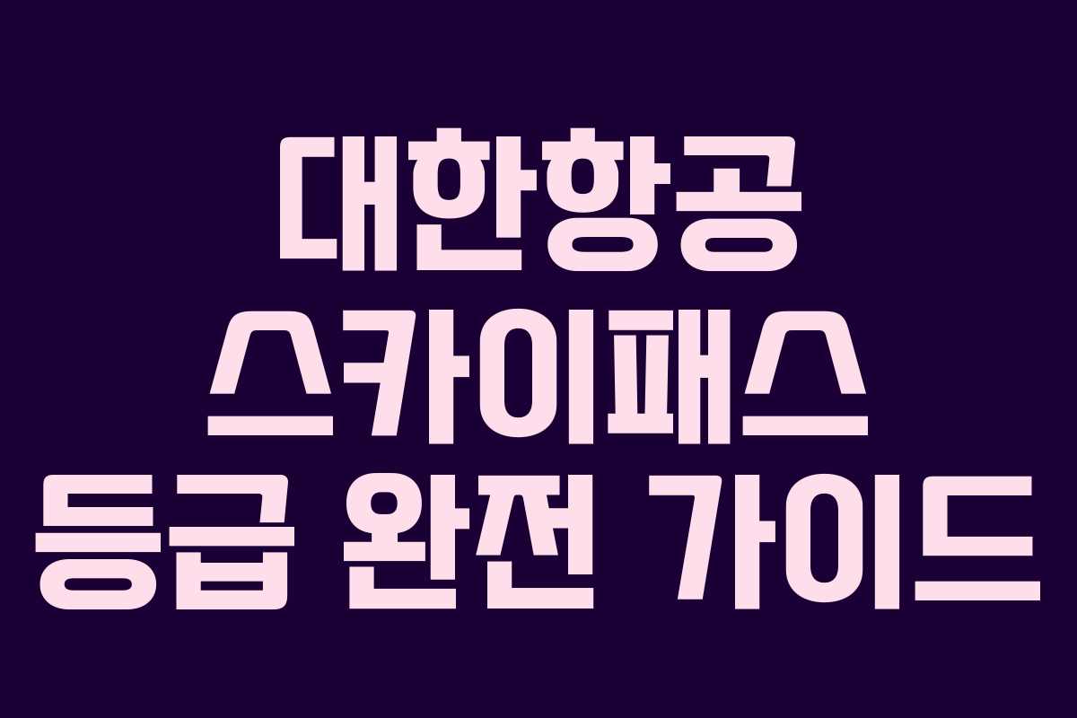 대한항공 스카이패스 등급 완전 가이드