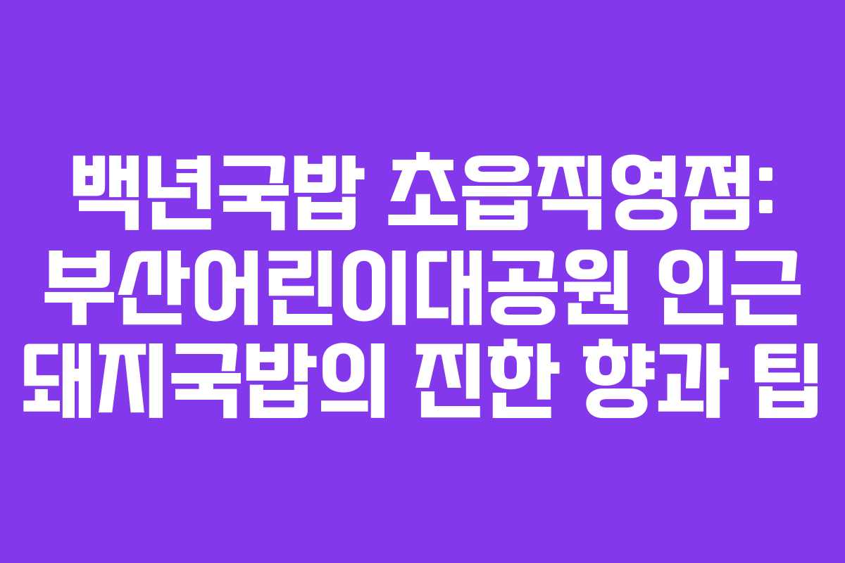 백년국밥 초읍직영점: 부산어린이대공원 인근 돼지국밥의 진한 향과 팁