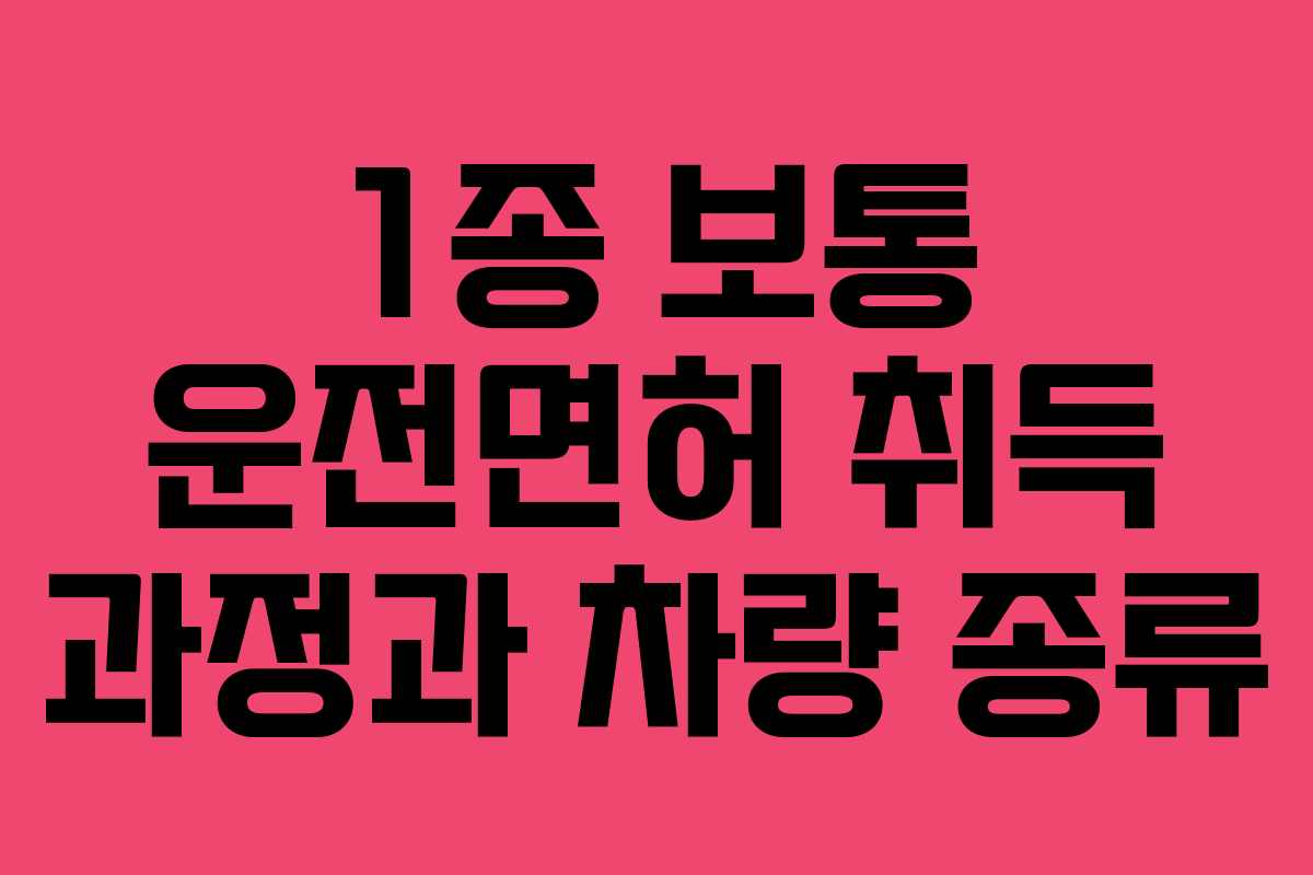 1종 보통 운전면허 취득 과정과 차량 종류