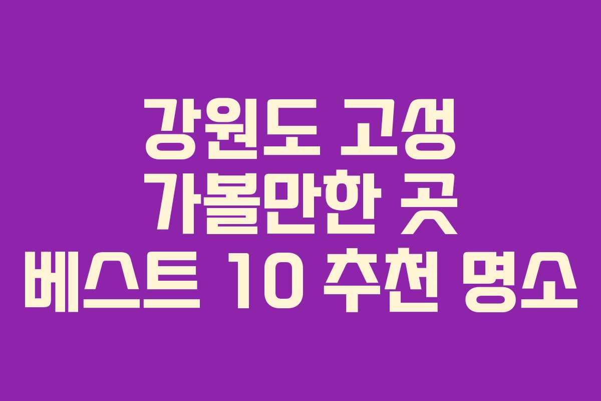 강원도 고성 가볼만한 곳 베스트 10 추천 명소
