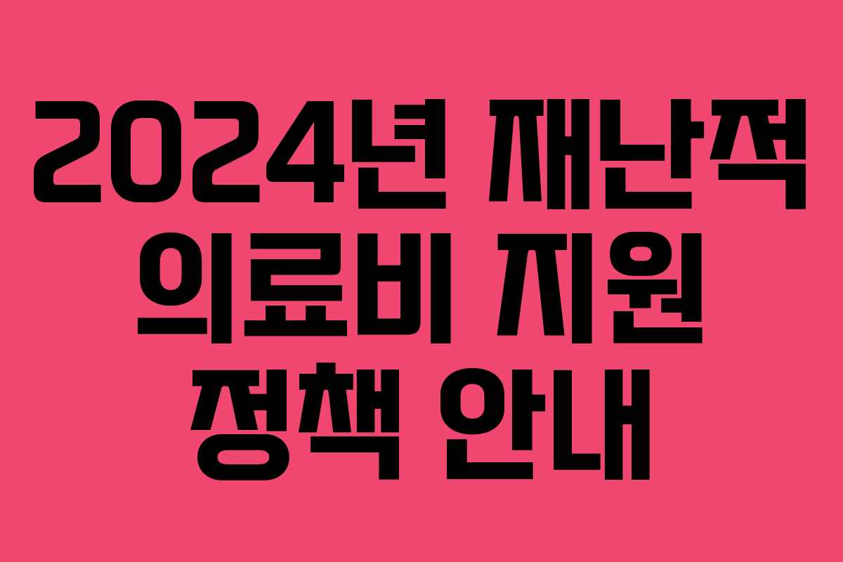 2024년 재난적 의료비 지원 정책 안내
