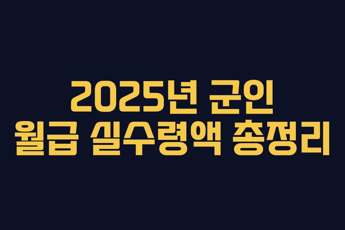 2025년 군인 월급 실수령액 총정리 2025년 군인 월급 실수령액 총정리