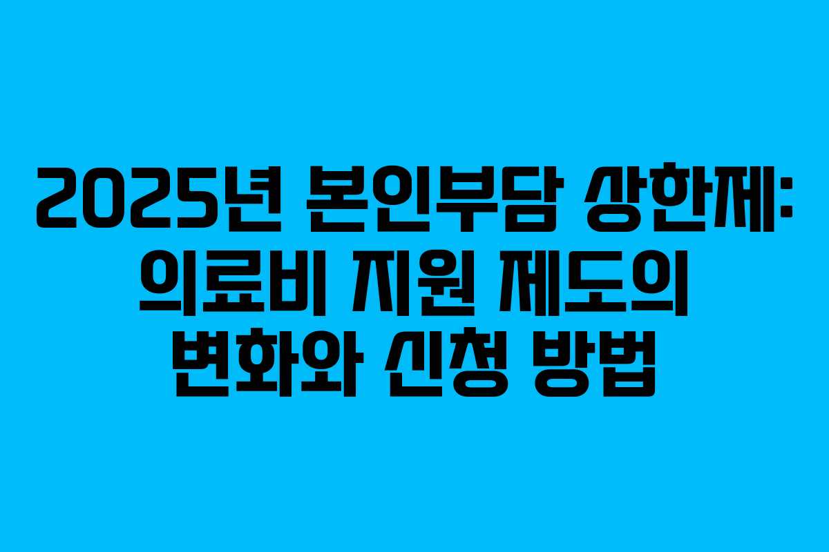 2025년 본인부담 상한제: 의료비 지원 제도의 변화와 신청 방법