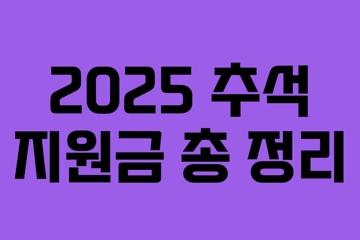 2025 추석 지원금 총 정리