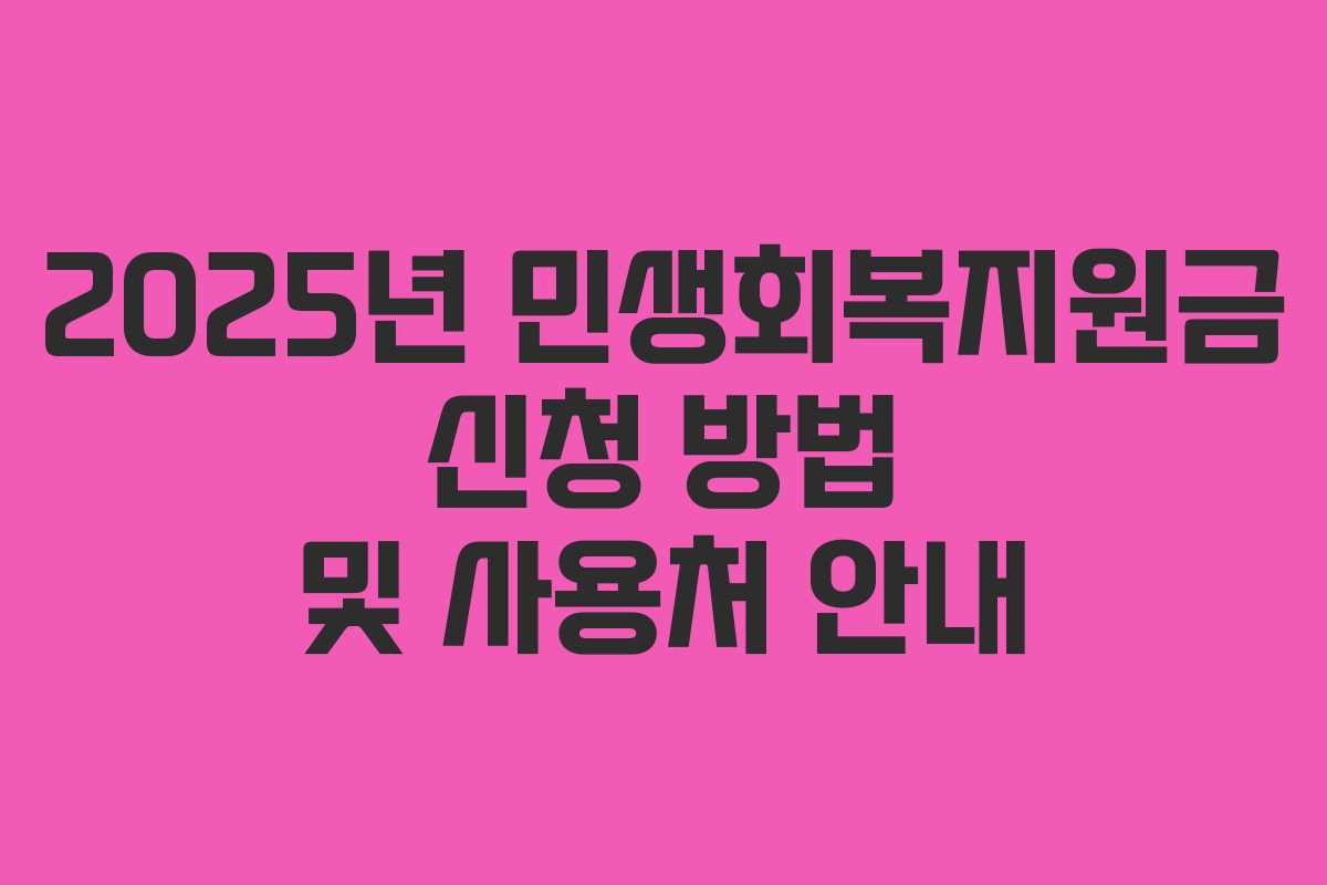 2025년 민생회복지원금 신청 방법 및 사용처 안내