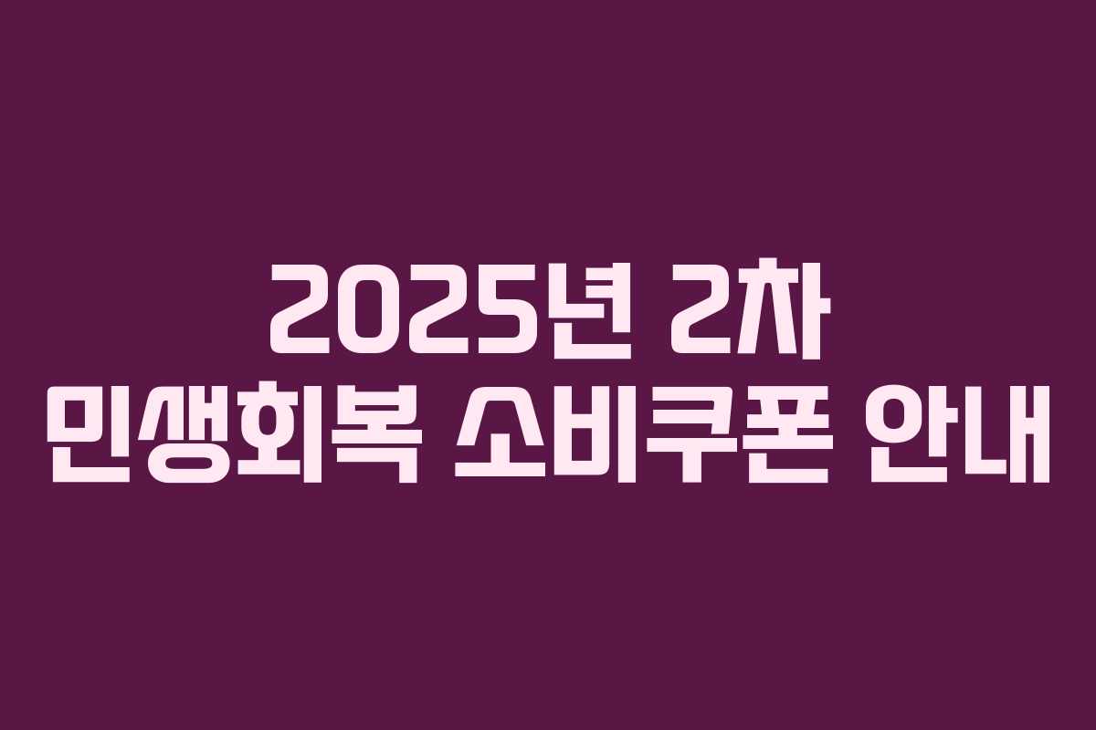 2025년 2차 민생회복 소비쿠폰 안내