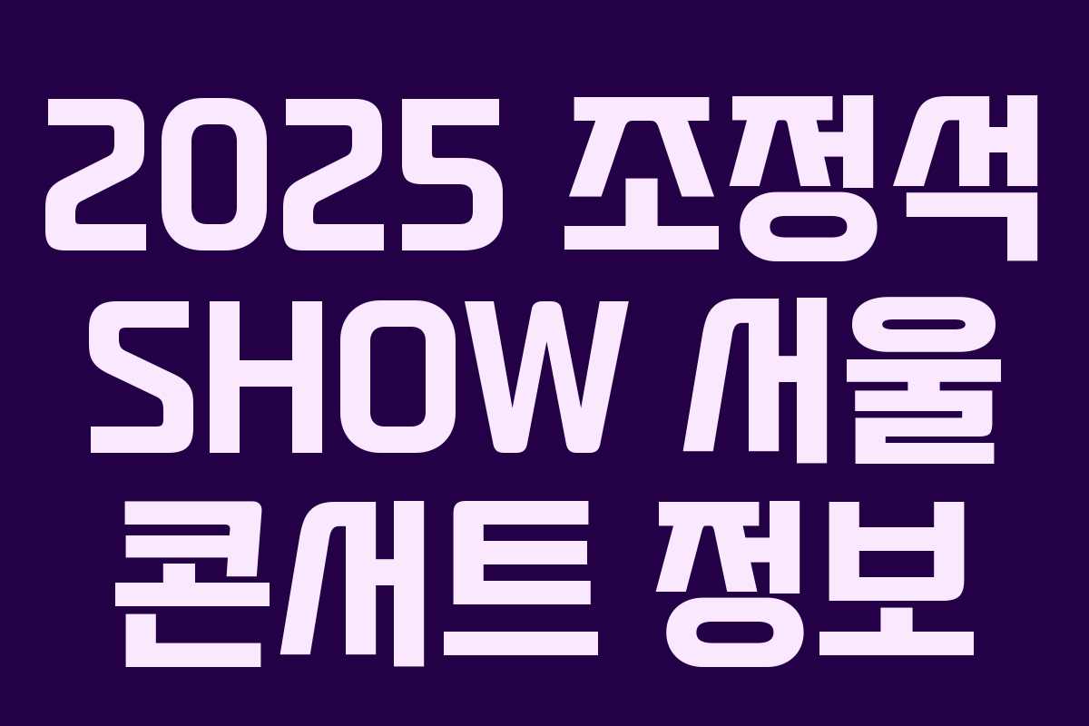 2025 조정석 SHOW 서울 콘서트 정보