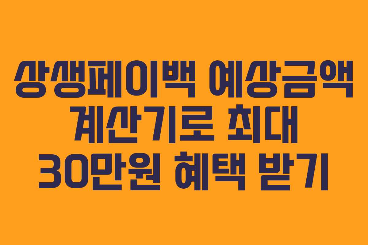 상생페이백 예상금액 계산기로 최대 30만원 혜택 받기
