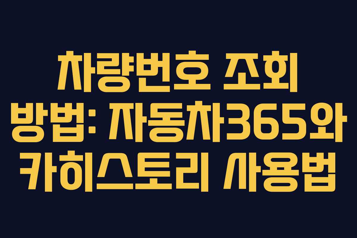 차량번호 조회 방법: 자동차365와 카히스토리 사용법
