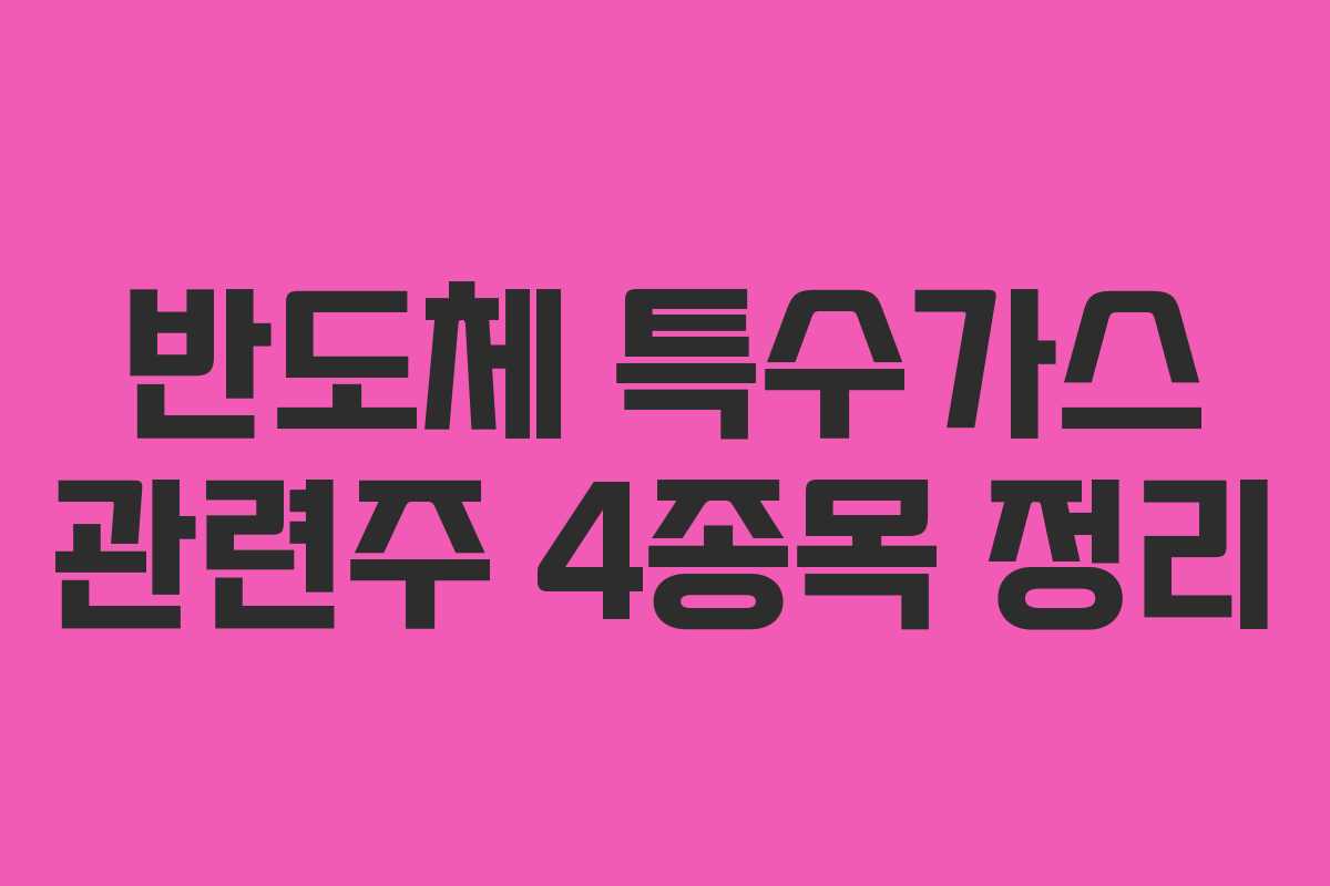 반도체 특수가스 관련주 4종목 정리