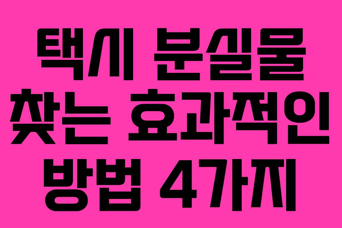 택시 분실물 찾는 효과적인 방법 4가지 택시 분실물 찾는 효과적인 방법 4가지