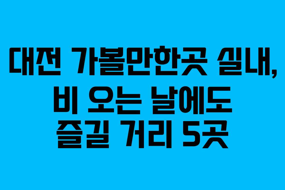 대전 가볼만한곳 실내, 비 오는 날에도 즐길 거리 5곳