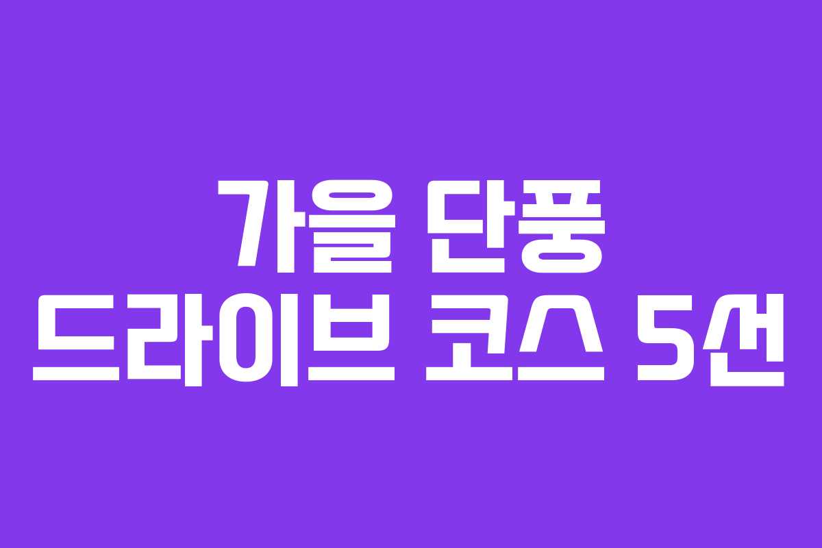 가을 단풍 드라이브 코스 5선