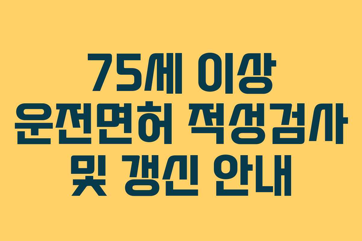 75세 이상 운전면허 적성검사 및 갱신 안내
