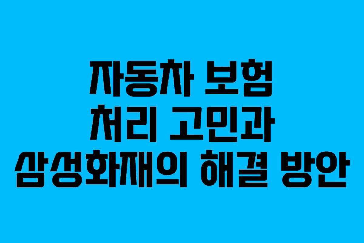 자동차 보험 처리 고민과 삼성화재의 해결 방안