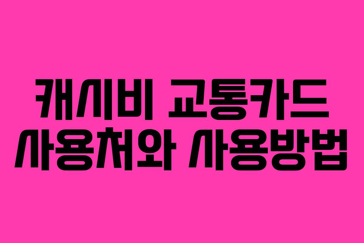 캐시비 교통카드 사용처와 사용방법