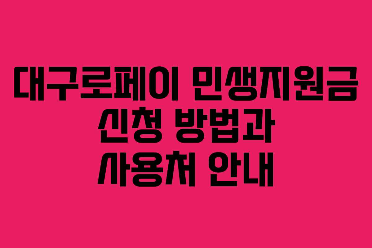 대구로페이 민생지원금 신청 방법과 사용처 안내