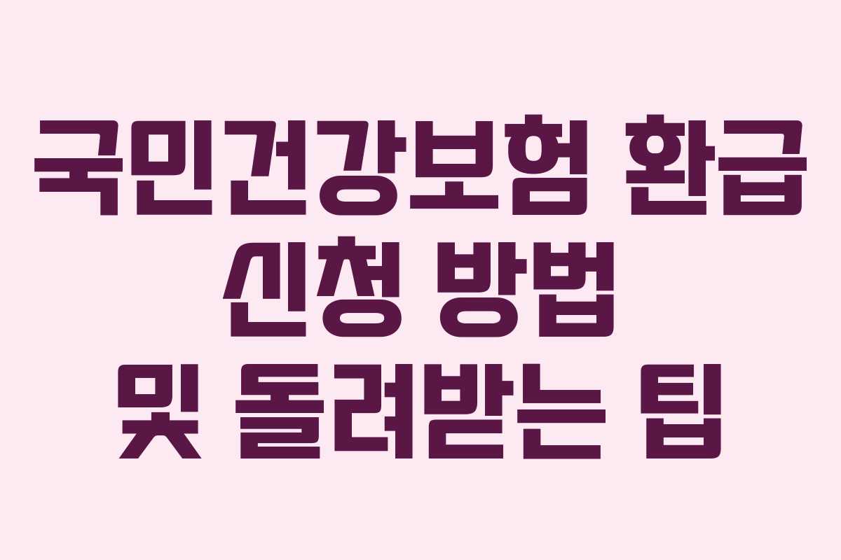 국민건강보험 환급 신청 방법 및 돌려받는 팁