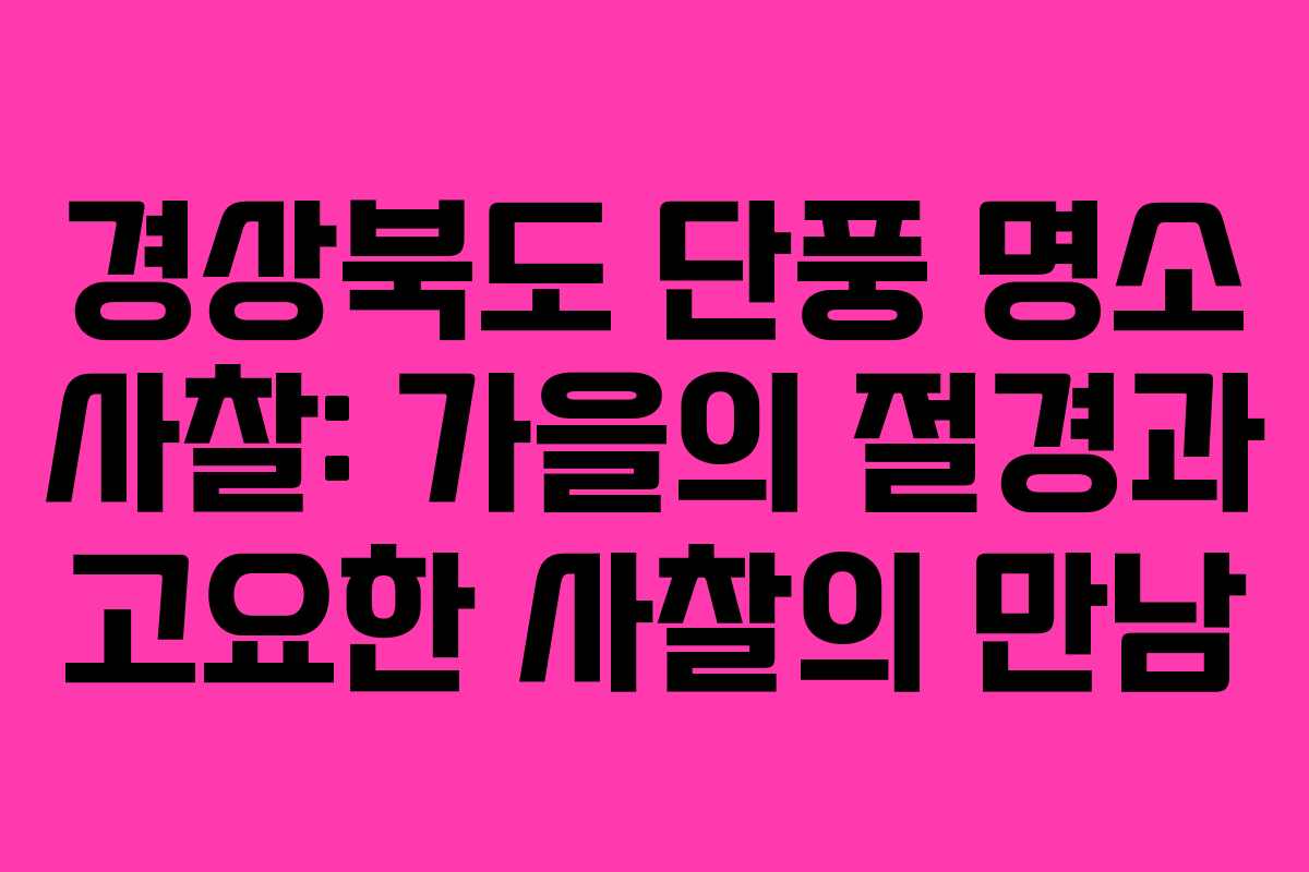 경상북도 단풍 명소 사찰: 가을의 절경과 고요한 사찰의 만남