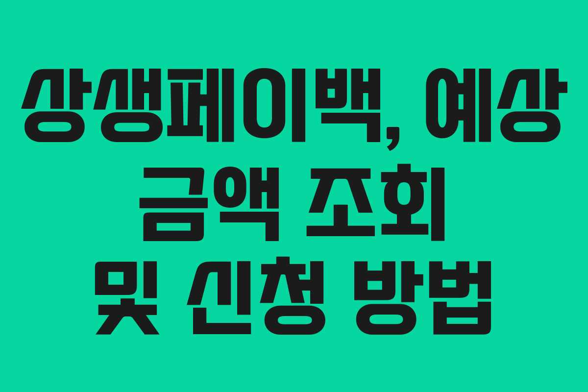상생페이백, 예상 금액 조회 및 신청 방법