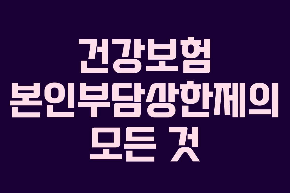 건강보험 본인부담상한제의 모든 것