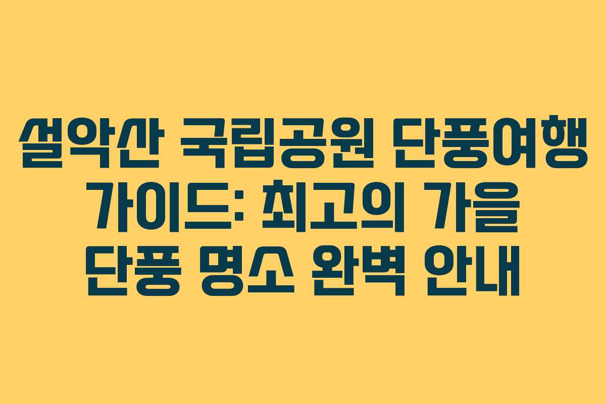 설악산 국립공원 단풍여행 가이드: 최고의 가을 단풍 명소 완벽 안내