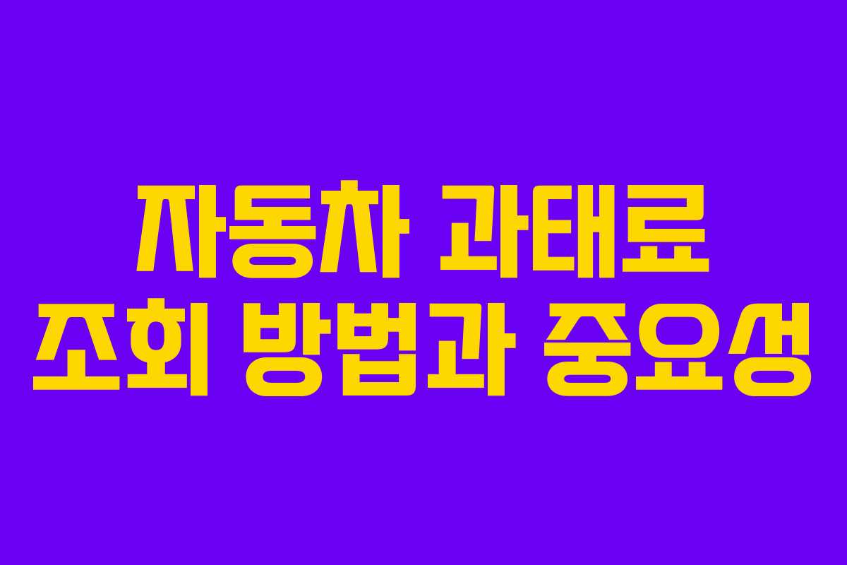 자동차 과태료 조회 방법과 중요성